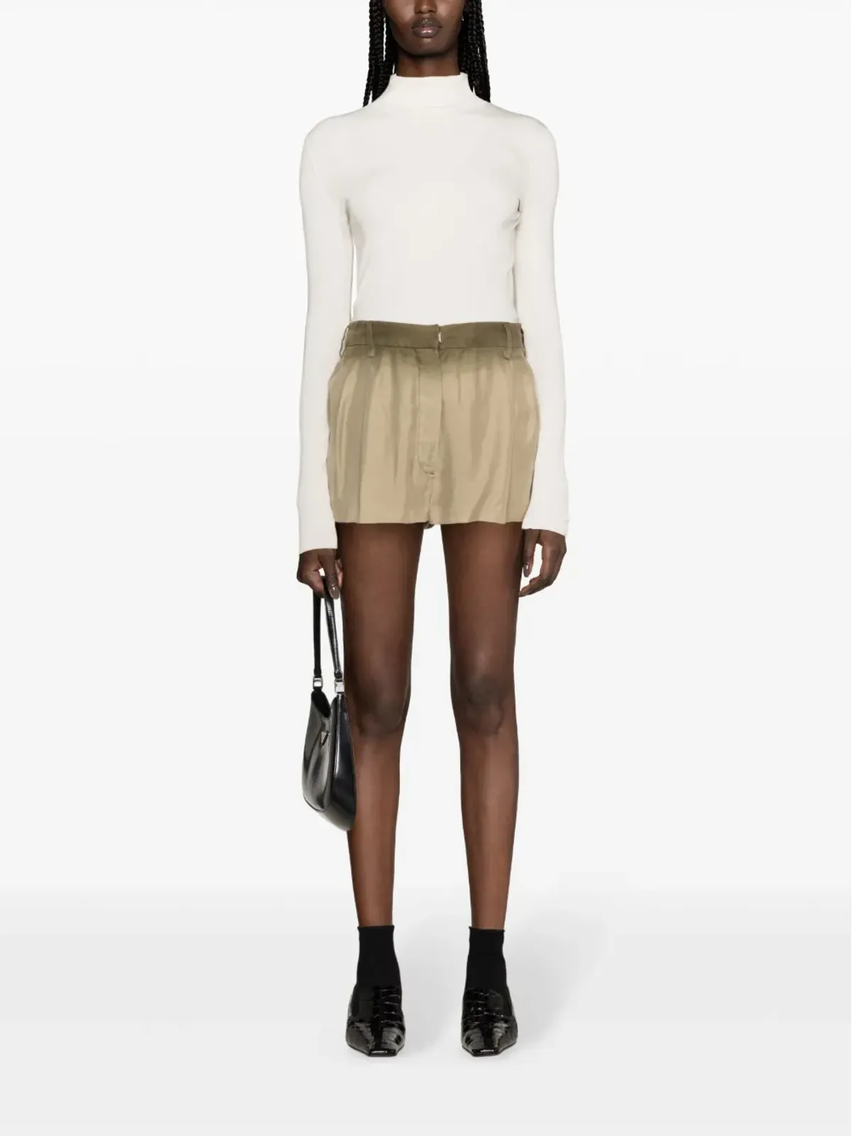 Prada プリーツ入りシルクショーツ - ニュートラルカラー - 画像2