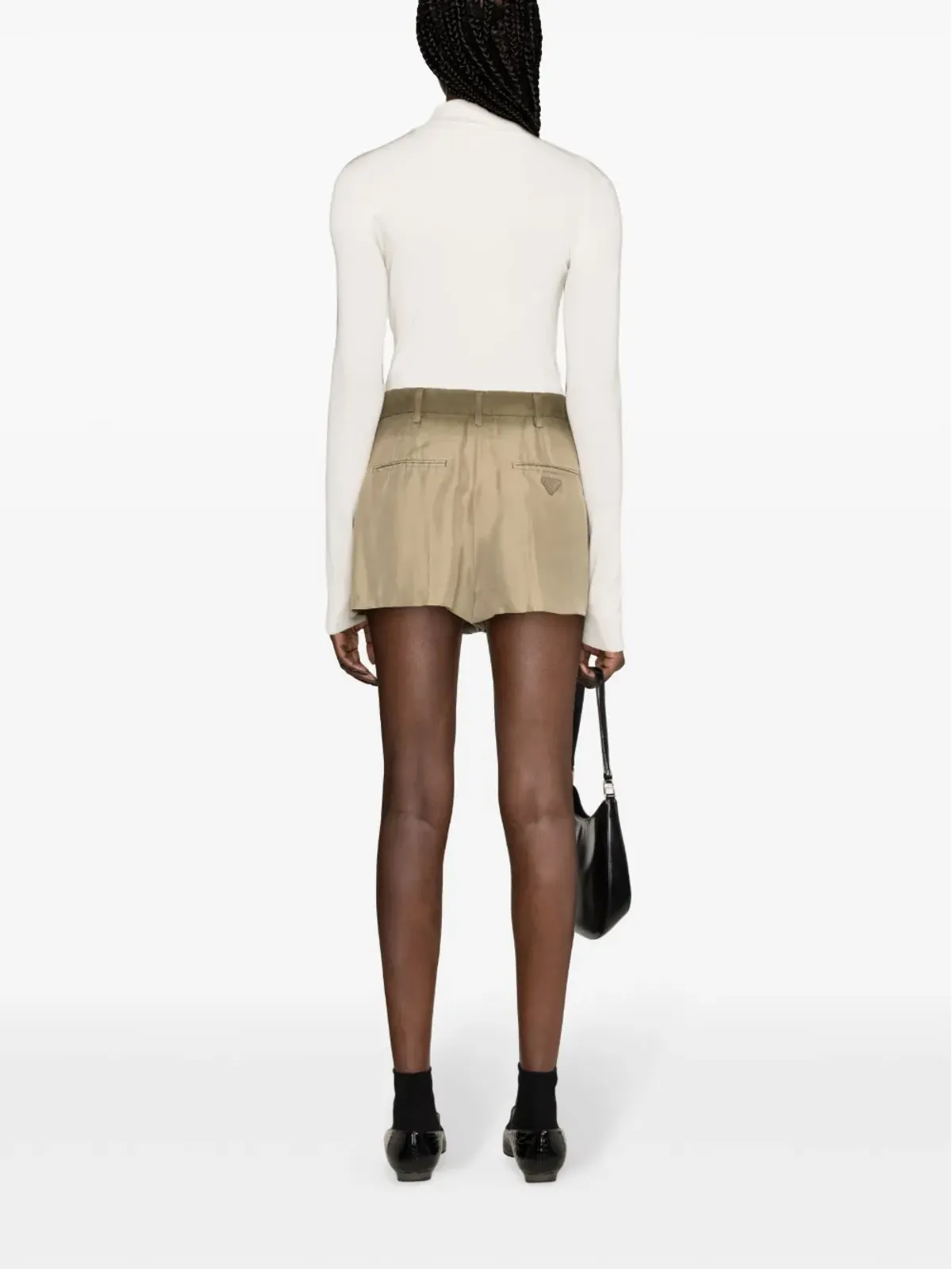 Prada プリーツ入りシルクショーツ - ニュートラルカラー - 画像4