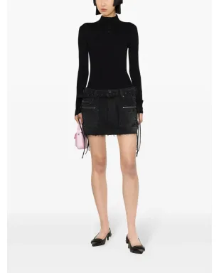 Courrèges ソーラーリブ編みニットセーター ブラック - サムネイル2