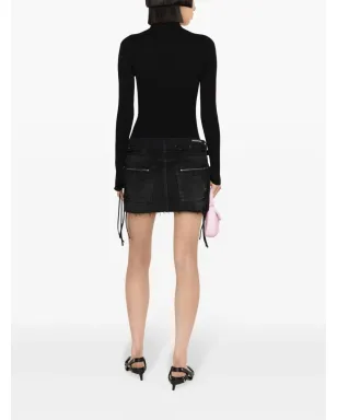 Courrèges ソーラーリブ編みニットセーター ブラック - サムネイル4