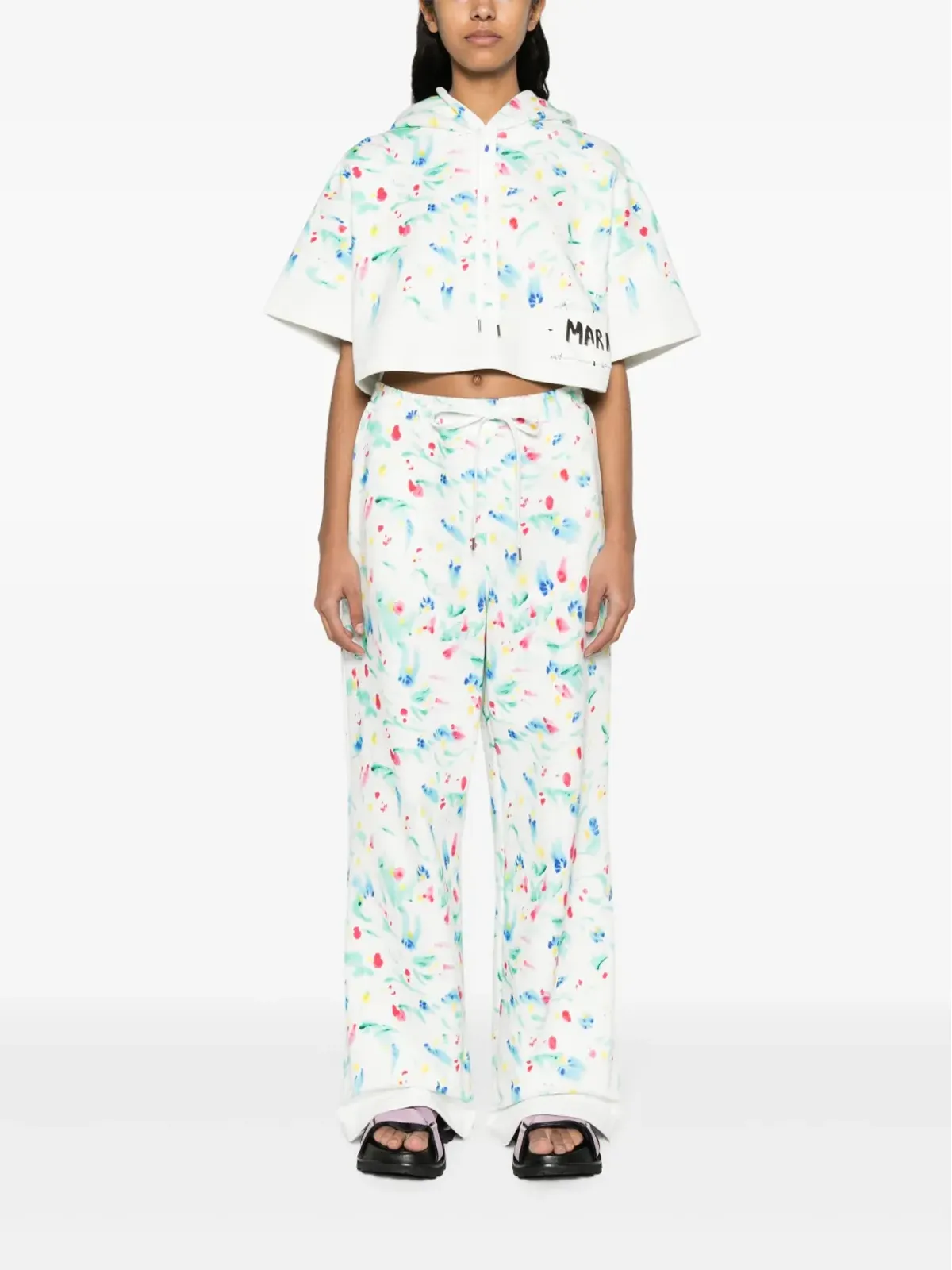 Marni 花柄プリントのコットン・トラックパンツ - ホワイト - 画像2