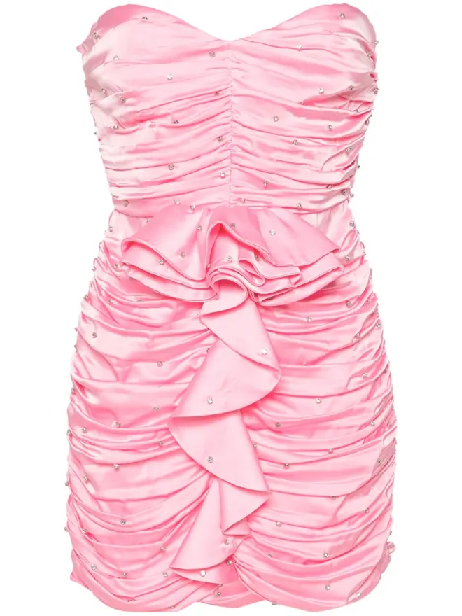 The New Arrivals Ilkyaz Ozel The New Arrivals Ilkyaz Ozel クリスタル装飾ルーシュミニドレスの商品画像