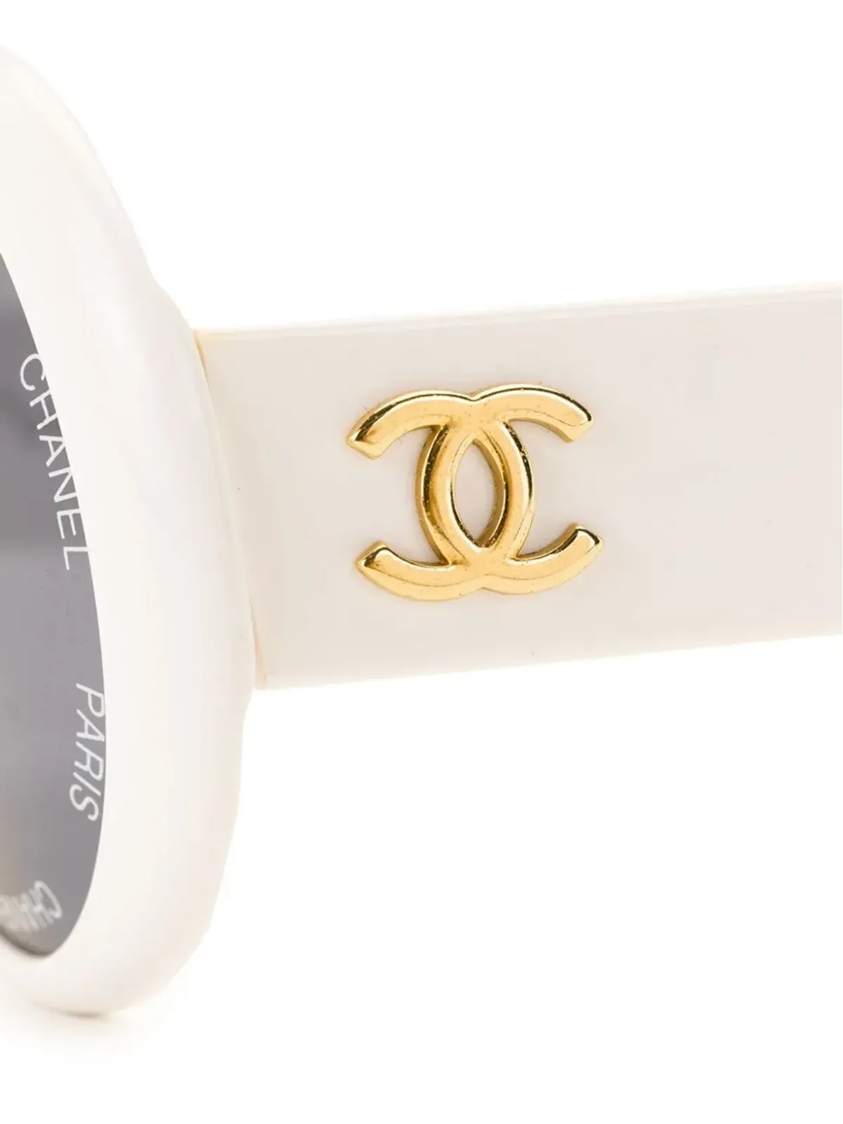 CHANEL ビンテージ 1993 CCロゴ ラウンドフレーム サングラス - ホワイト - 画像3