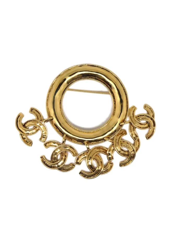 CHANEL Pre-Owned CHANEL ビンテージ 1994年 CCチャーム 金メッキ ブローチの商品画像
