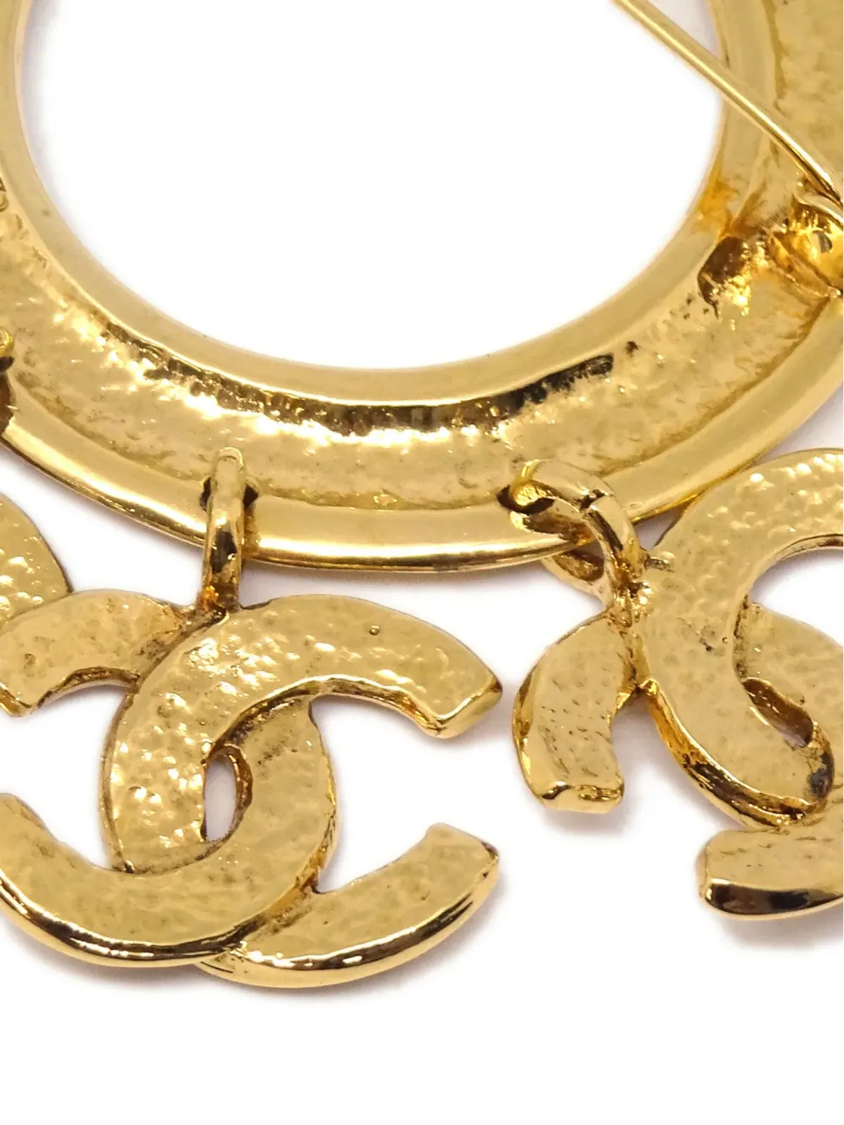 CHANEL ビンテージ 1994年 CCチャーム 金メッキ ブローチ - 画像3