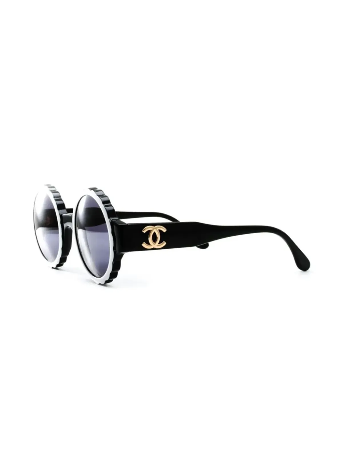 CHANEL ビンテージ 1990年代 CC ラウンドフレーム サングラス - ブラック - 画像2