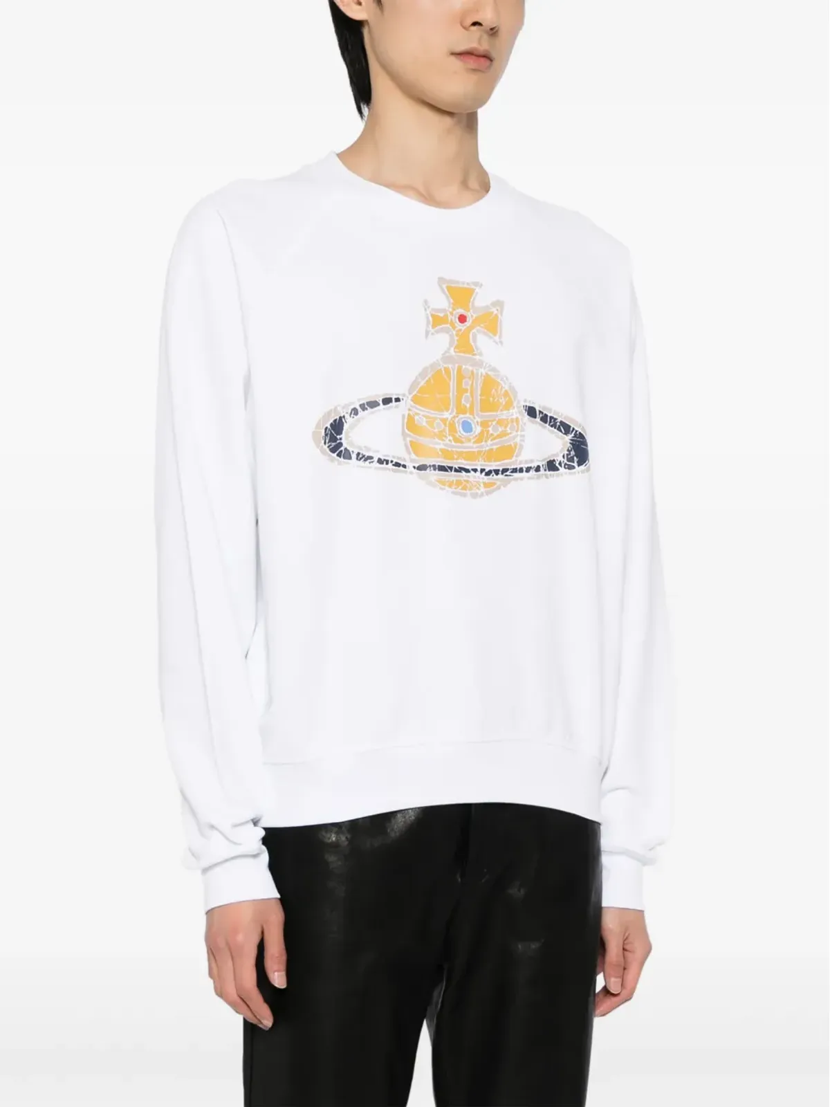 Vivienne Westwood Orbプリント コットン スウェットシャツ ホワイト - 画像3