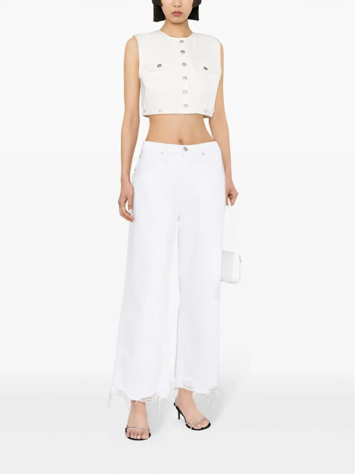 Courrèges クロップドデニムベスト - ホワイト - 画像2