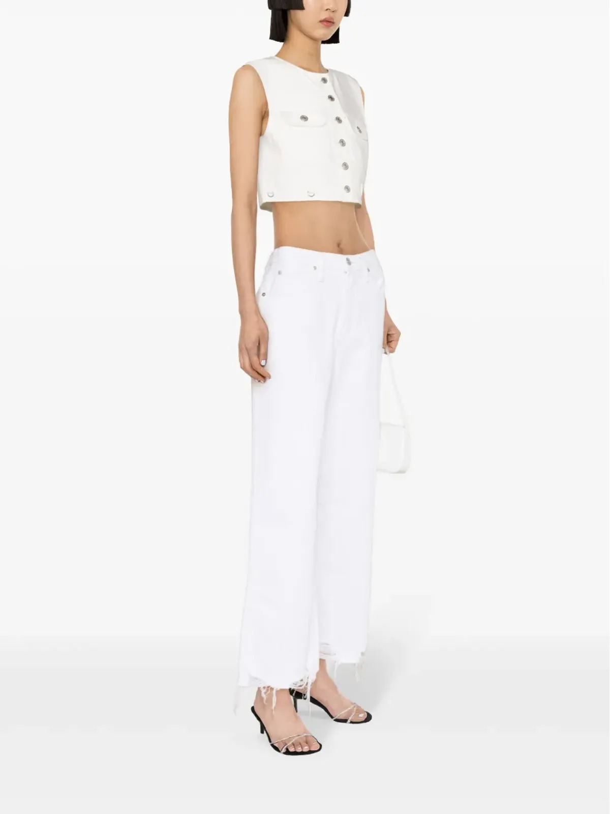 Courrèges クロップドデニムベスト - ホワイト - 画像3