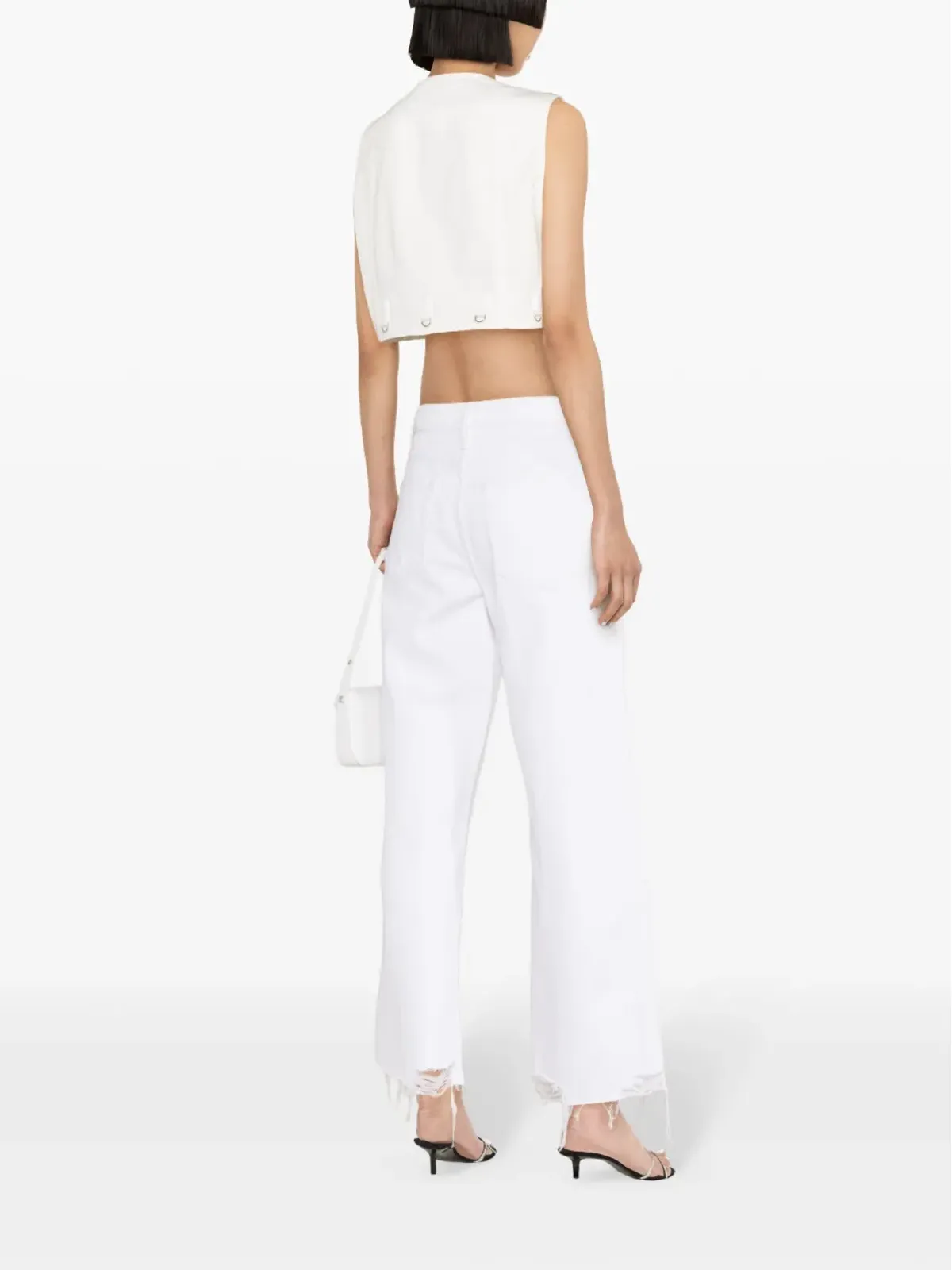Courrèges クロップドデニムベスト - ホワイト - 画像4