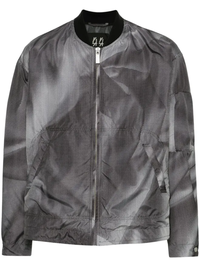 44 Label Group 44 LABEL GROUP シワ加工グラフィックプリント ボンバージャケット - ブラックの商品画像