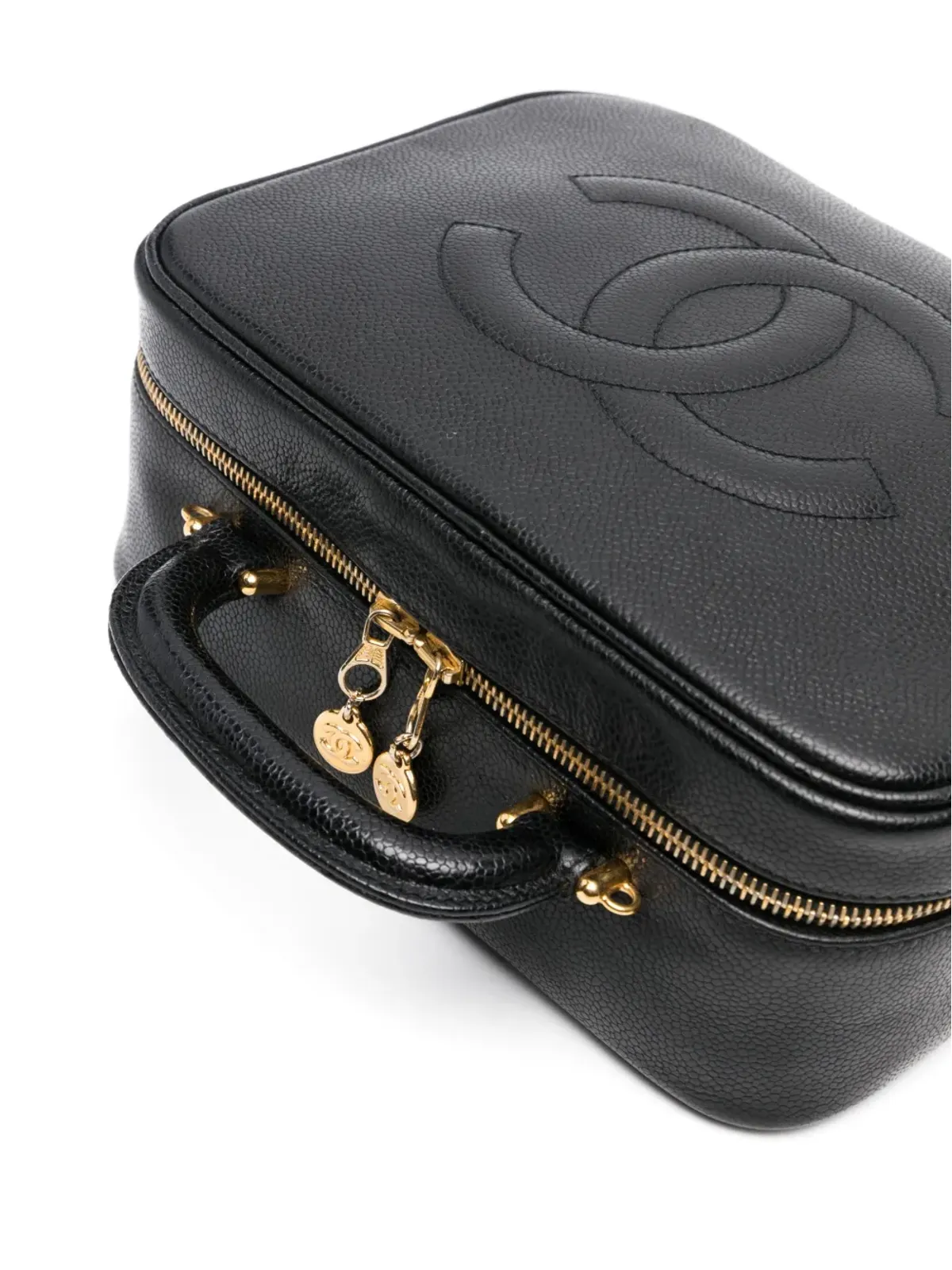 CHANEL ビンテージ 1990年代 レザー メイクアップバッグ ブラック - 画像3