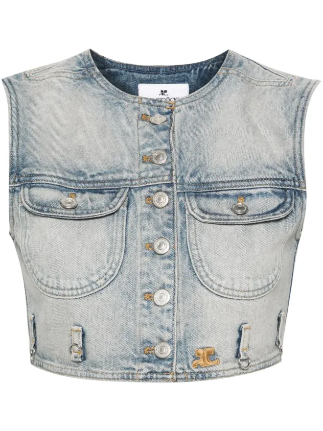 Courrèges Courrèges マルチフレックス クロップドデニムベスト ブルーの商品画像