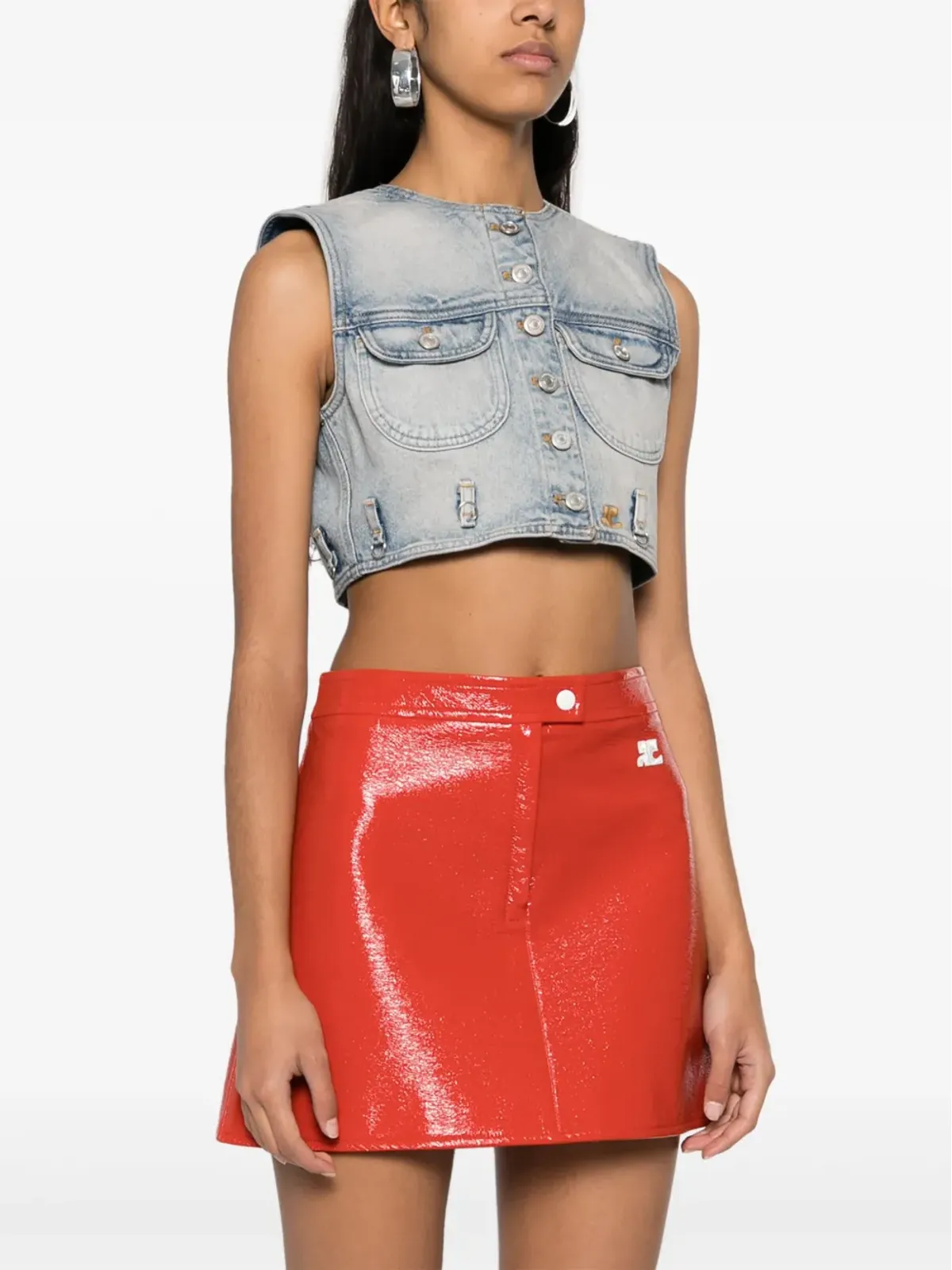 Courrèges マルチフレックス クロップドデニムベスト ブルー - 画像3