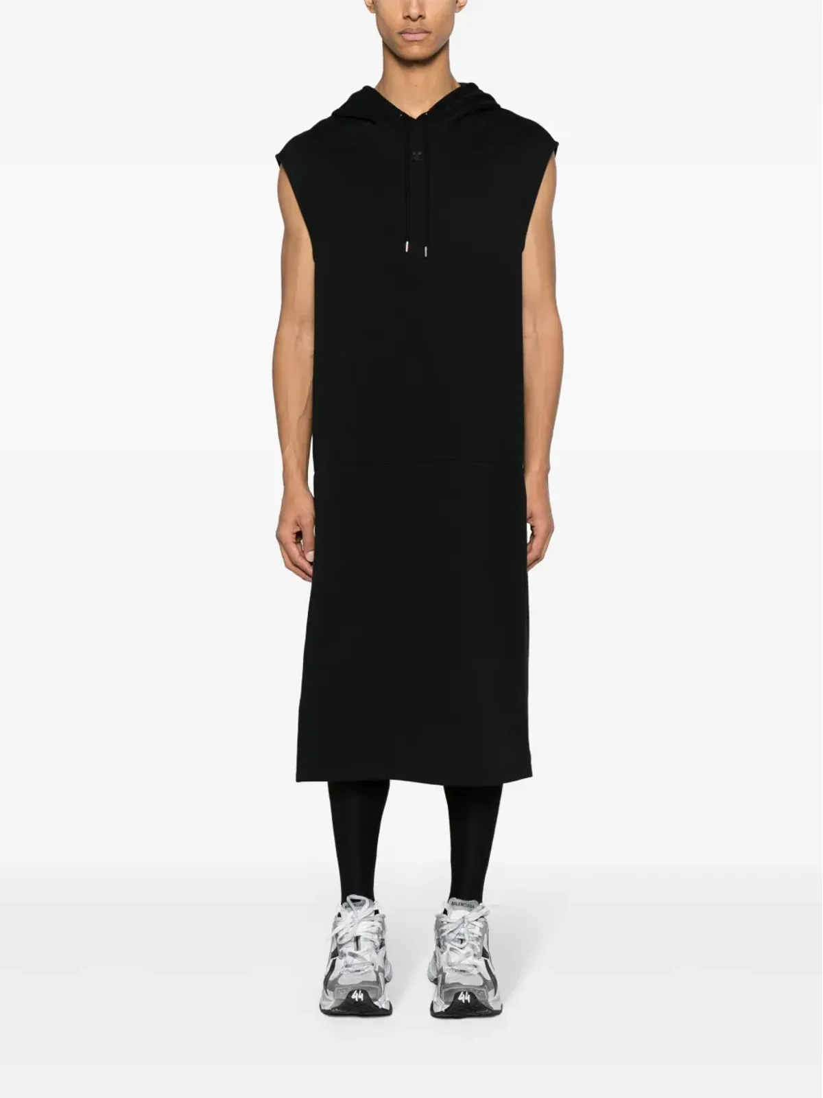 Courrèges ノースリーブのフード付きマキシドレス - ブラック - 画像2
