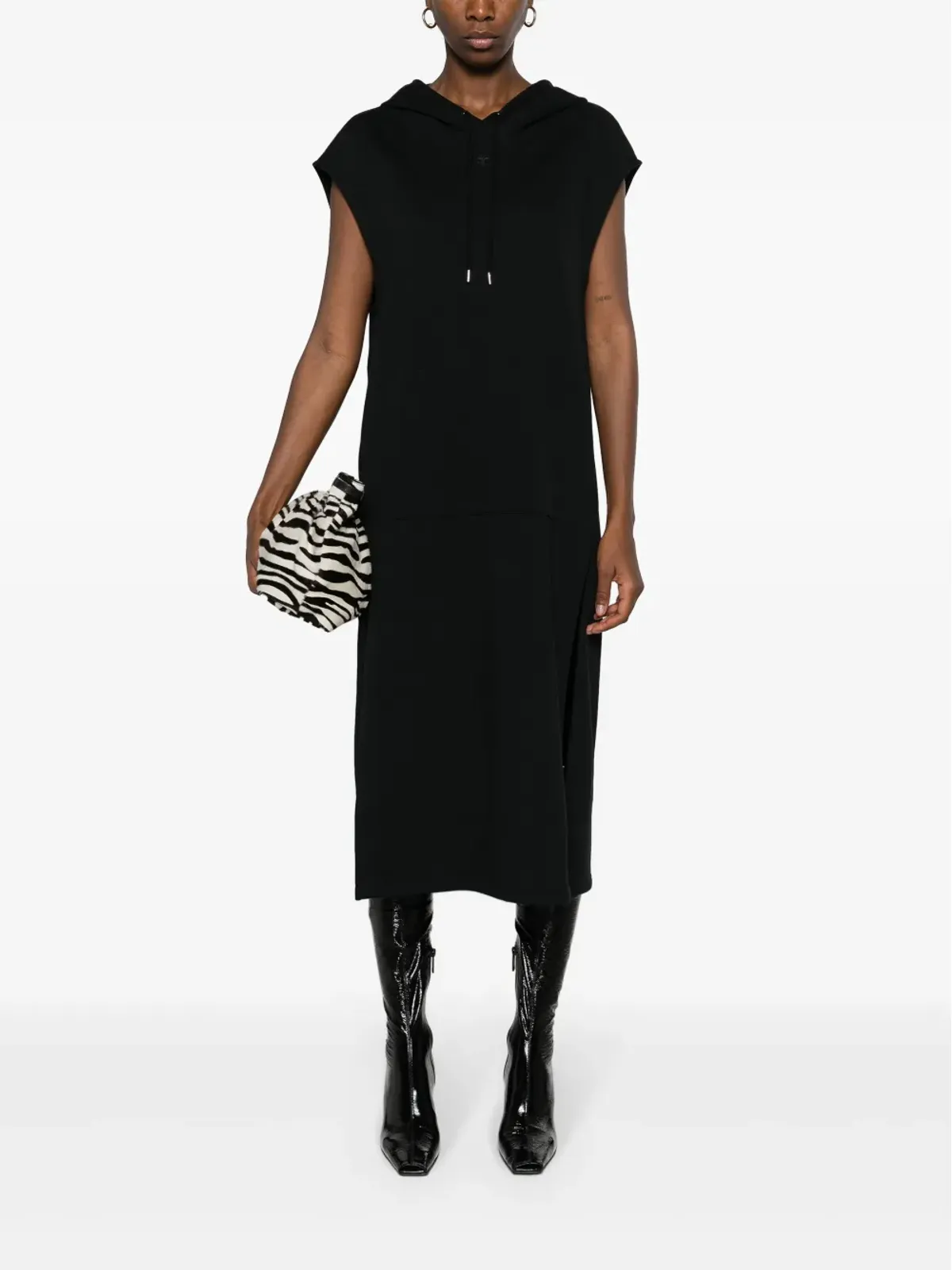 Courrèges ノースリーブのフード付きマキシドレス - ブラック - 画像3