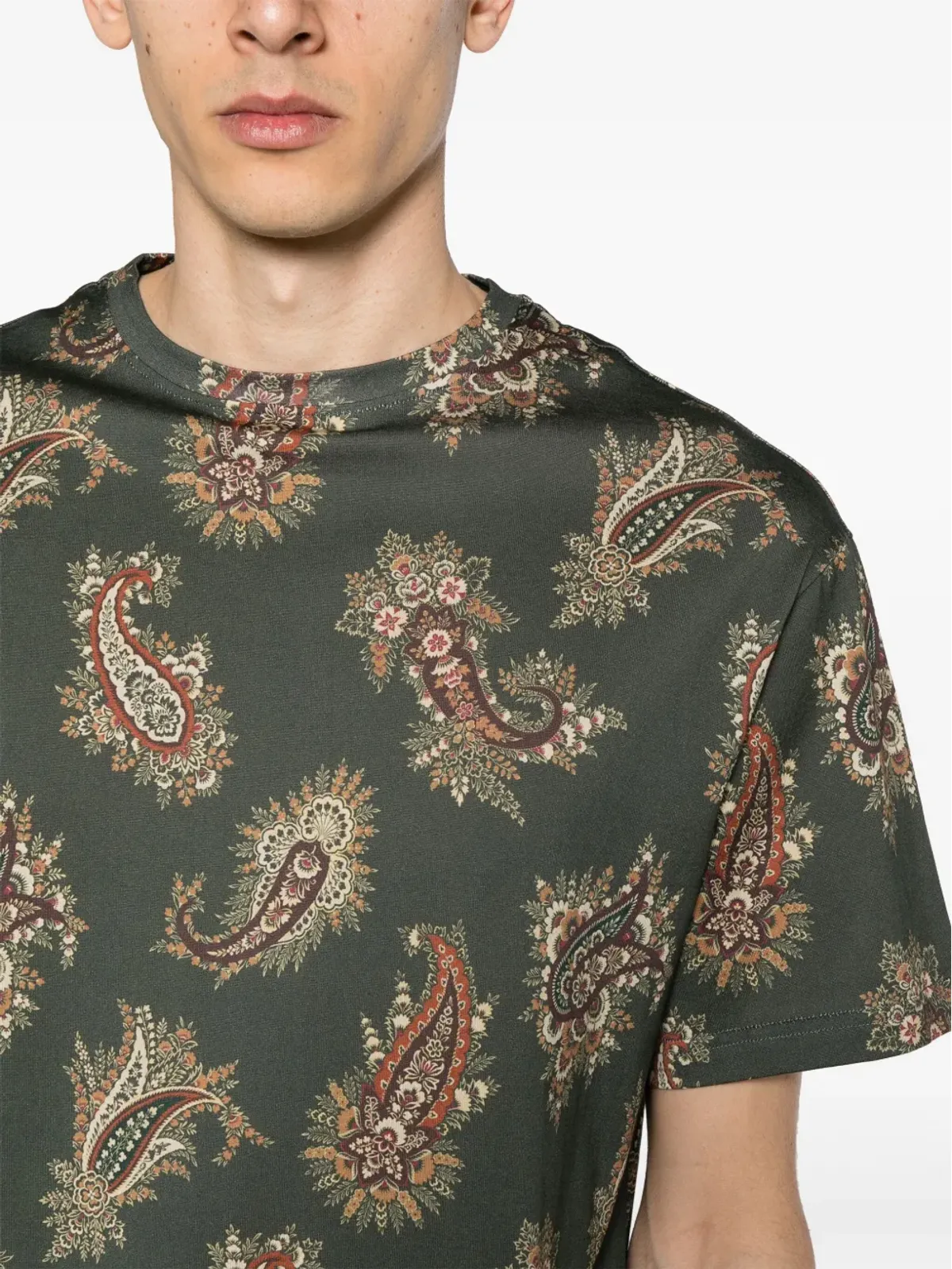 ETRO ペイズリー柄コットンTシャツ - グリーン - 画像5
