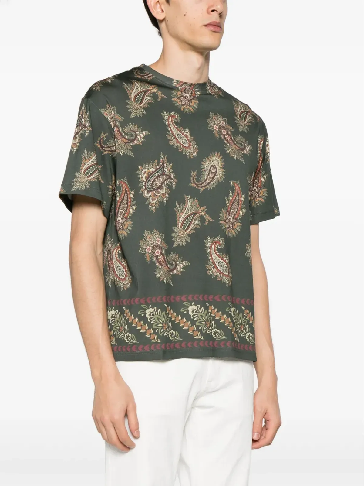 ETRO ペイズリー柄コットンTシャツ - グリーン - 画像3