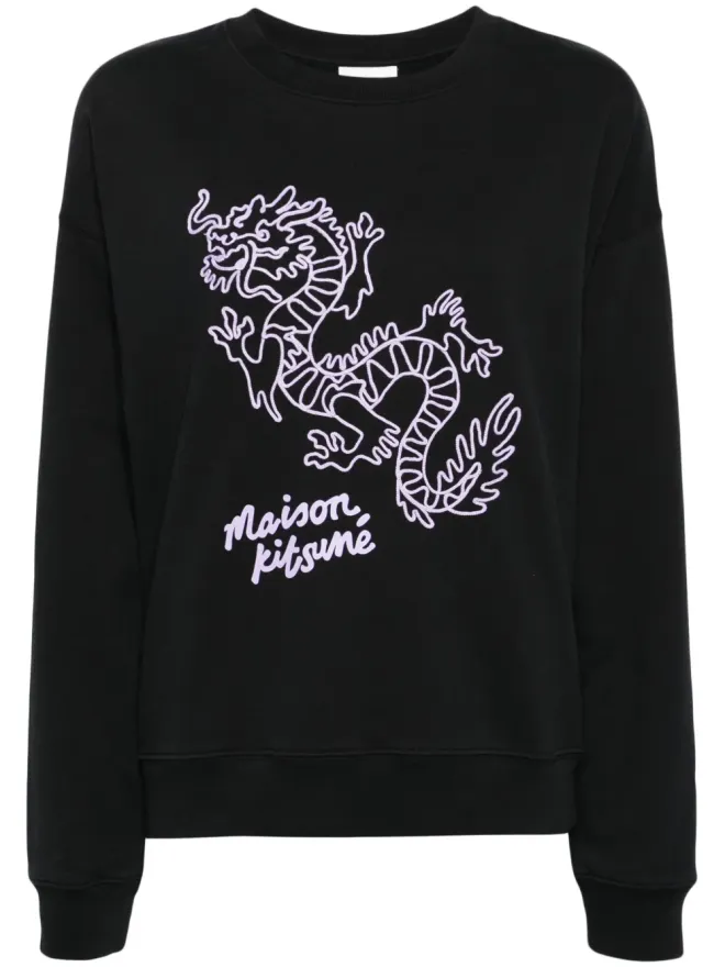 Maison Kitsuné Maison Kitsuné 中国ドラゴン コットン スウェットシャツ - ブラックの商品画像