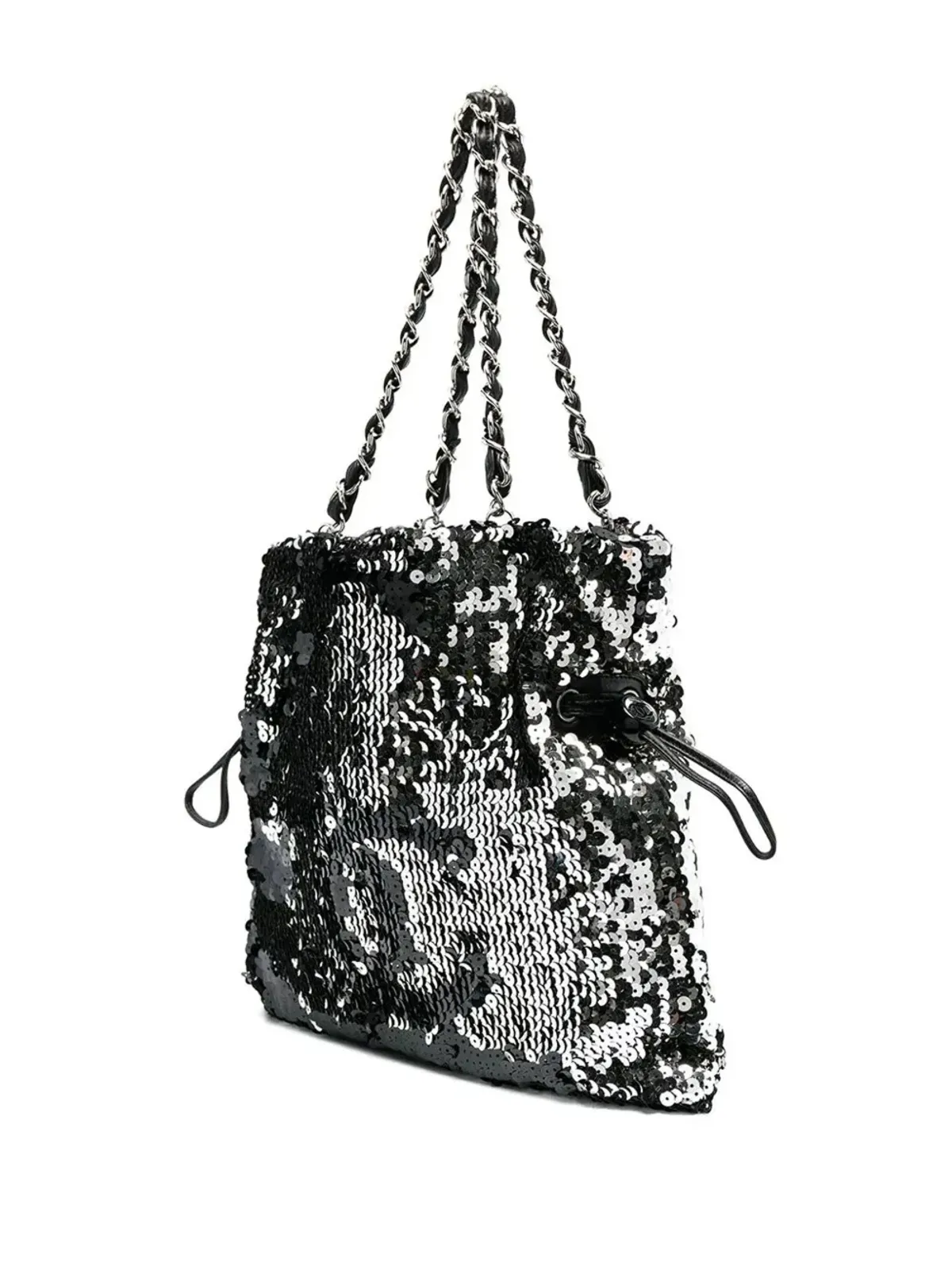 CHANEL ビンテージ 2008 CCロゴ入りスパンコール トートバッグ - ブラック - 画像2