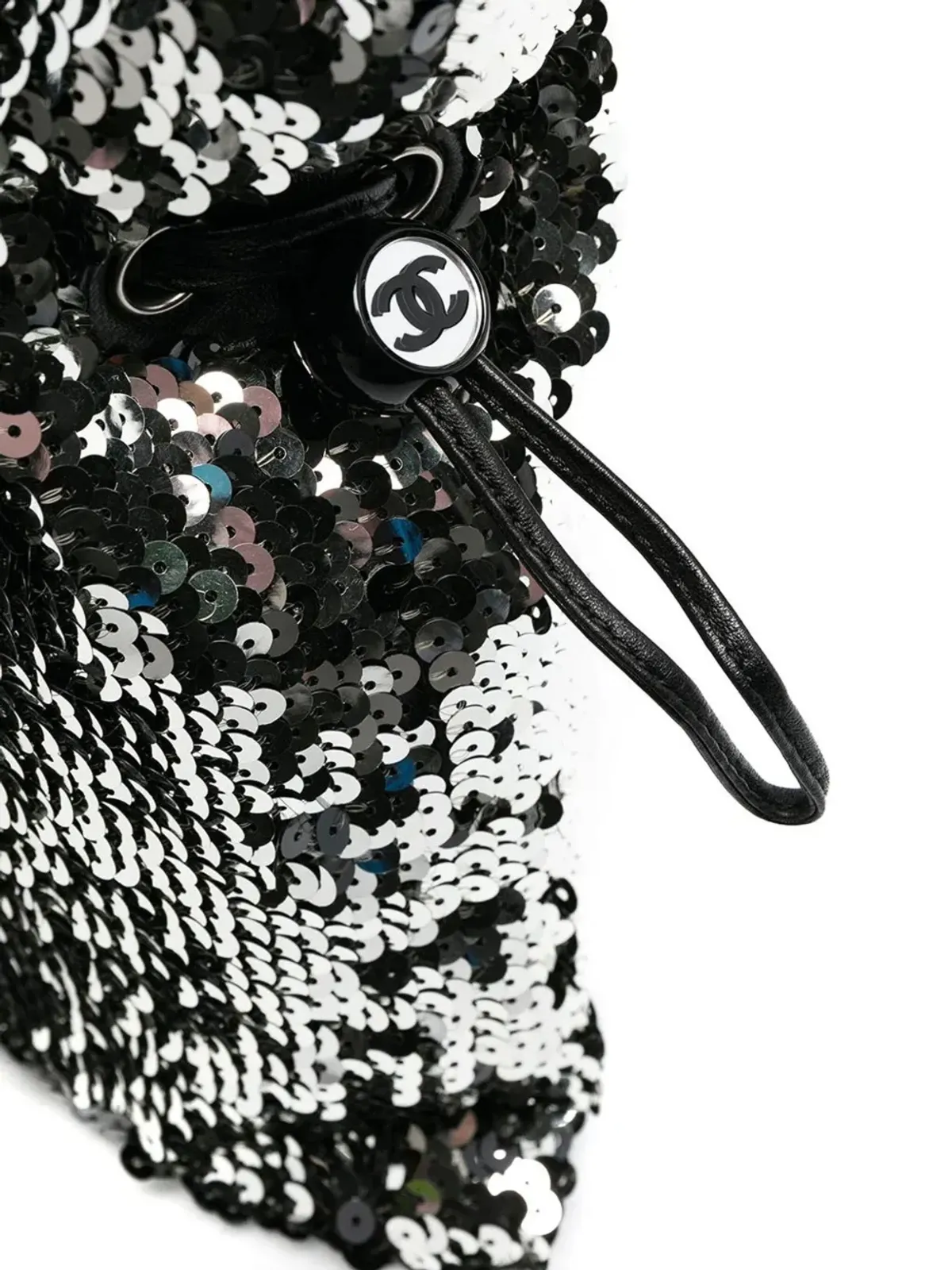 CHANEL ビンテージ 2008 CCロゴ入りスパンコール トートバッグ - ブラック - 画像4