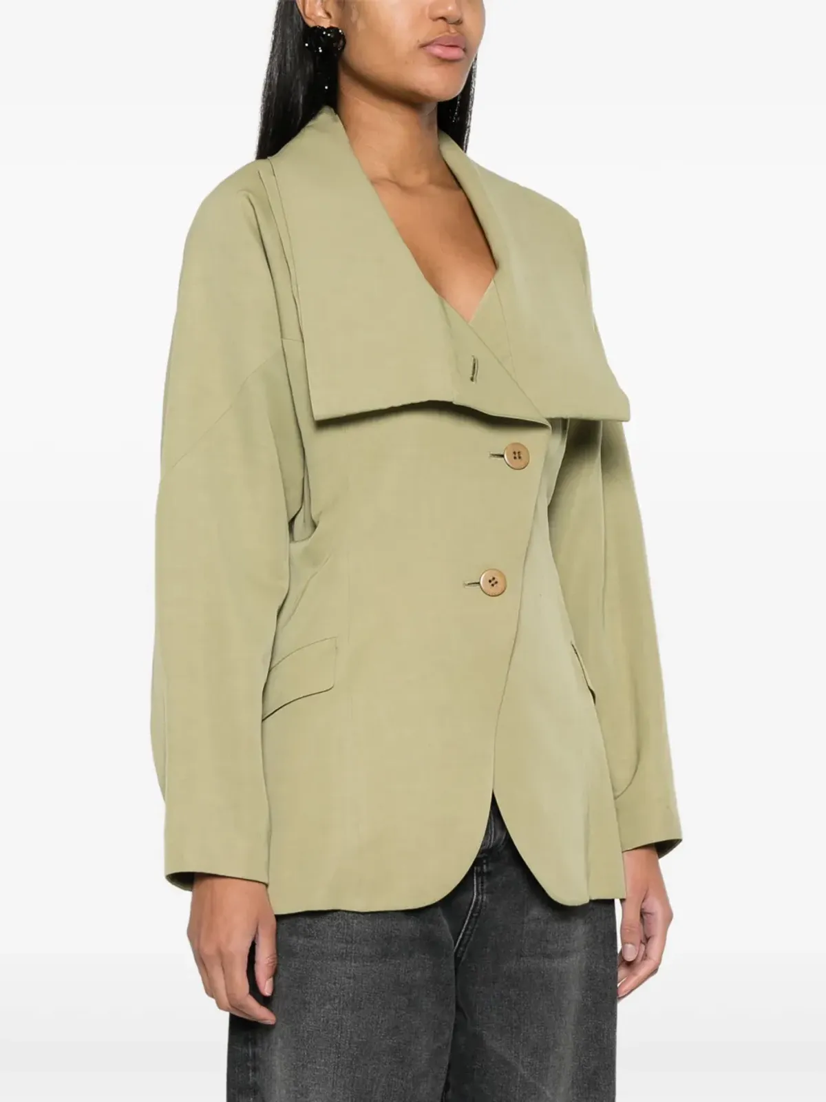 Issey Miyake Pre-Owned レイヤードラペル ツイル ブレザー - 画像3