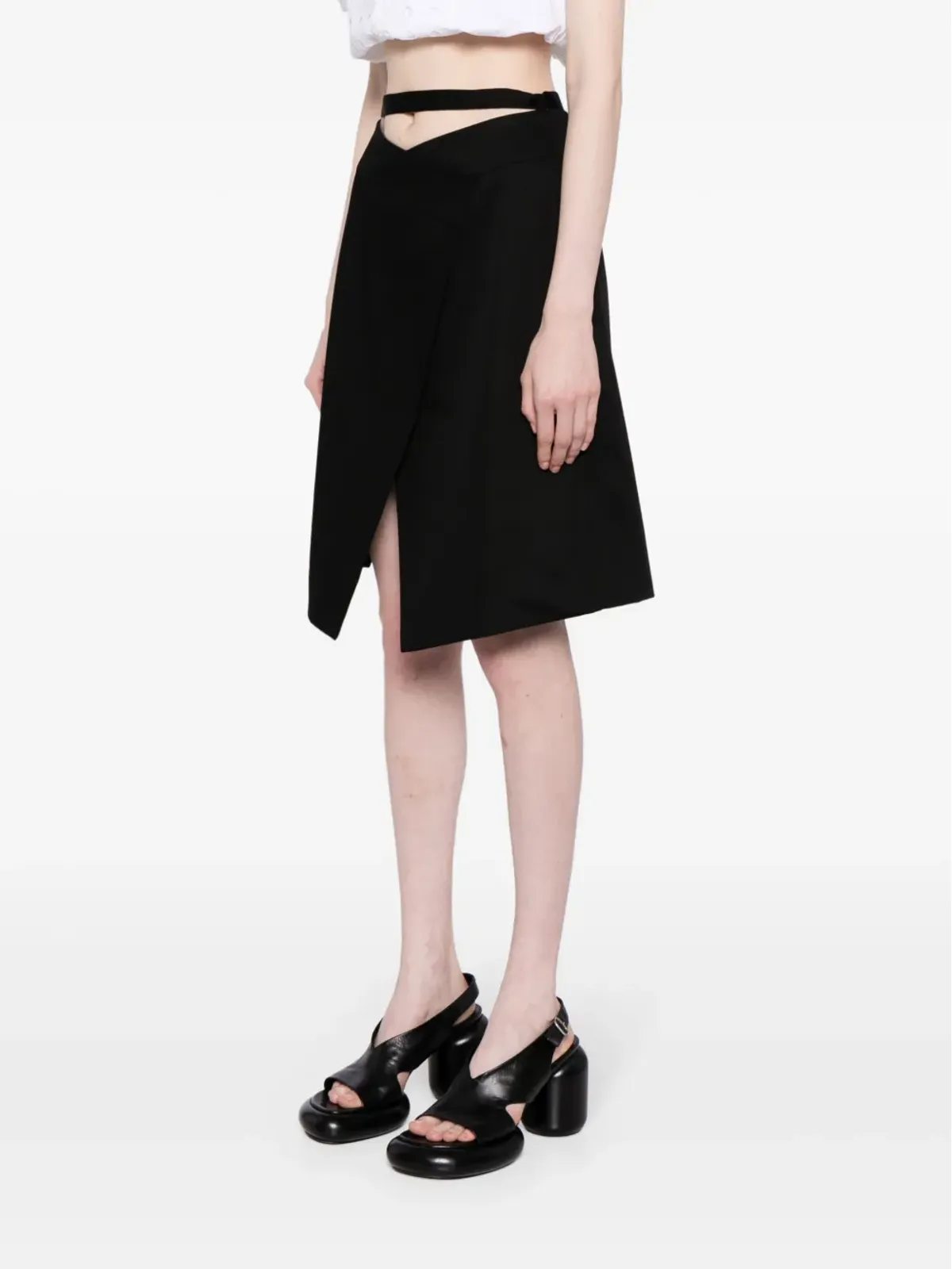Patou ラップアラウンド ギャバジン ミディスカート - 画像3