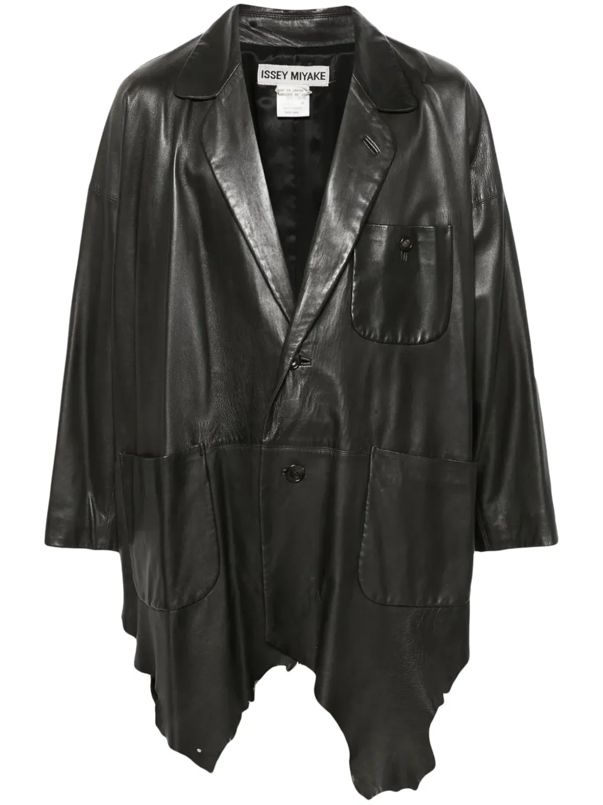 Issey Miyake Pre-Owned ハンカチーフヘム レザーコート - 画像1