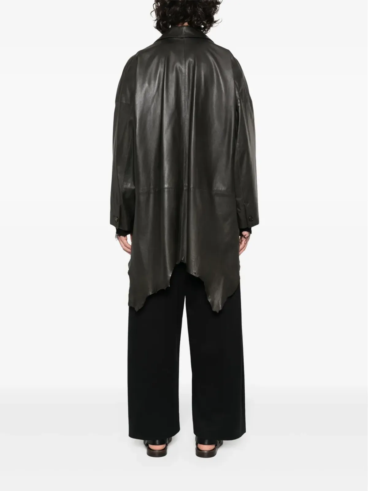 Issey Miyake Pre-Owned ハンカチーフヘム レザーコート - 画像4