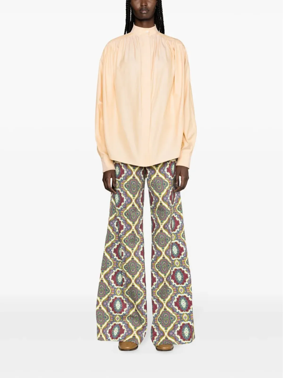 ETRO プリーツ入りコットンシャツ - オレンジ - 画像2
