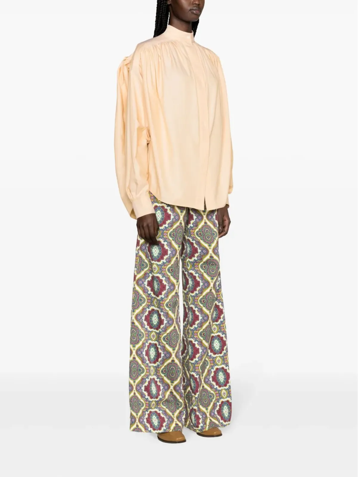 ETRO プリーツ入りコットンシャツ - オレンジ - 画像3