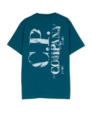C.P. Company Kids イラストプリント コットン Tシャツ - ブルー - サムネイル2