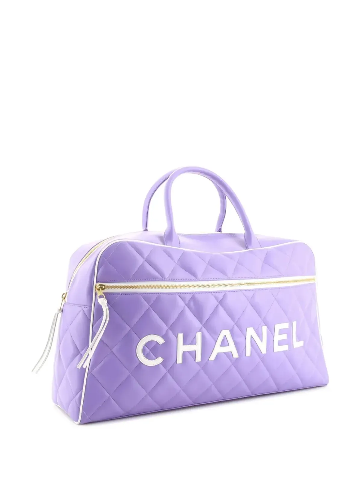 CHANEL ビンテージ 1990年 レザー ダッフルバッグ - パープル - 画像3