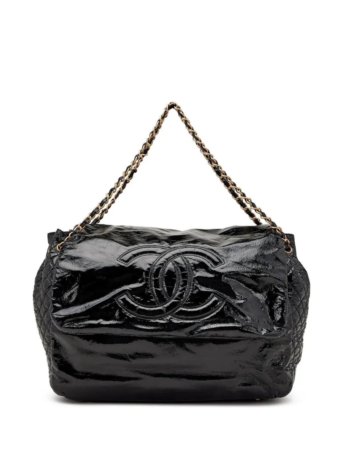 CHANEL ビンテージ 2006 ジャンボ CCステッチ フラップ チェーンショルダーバッグ - ブラック - 画像1