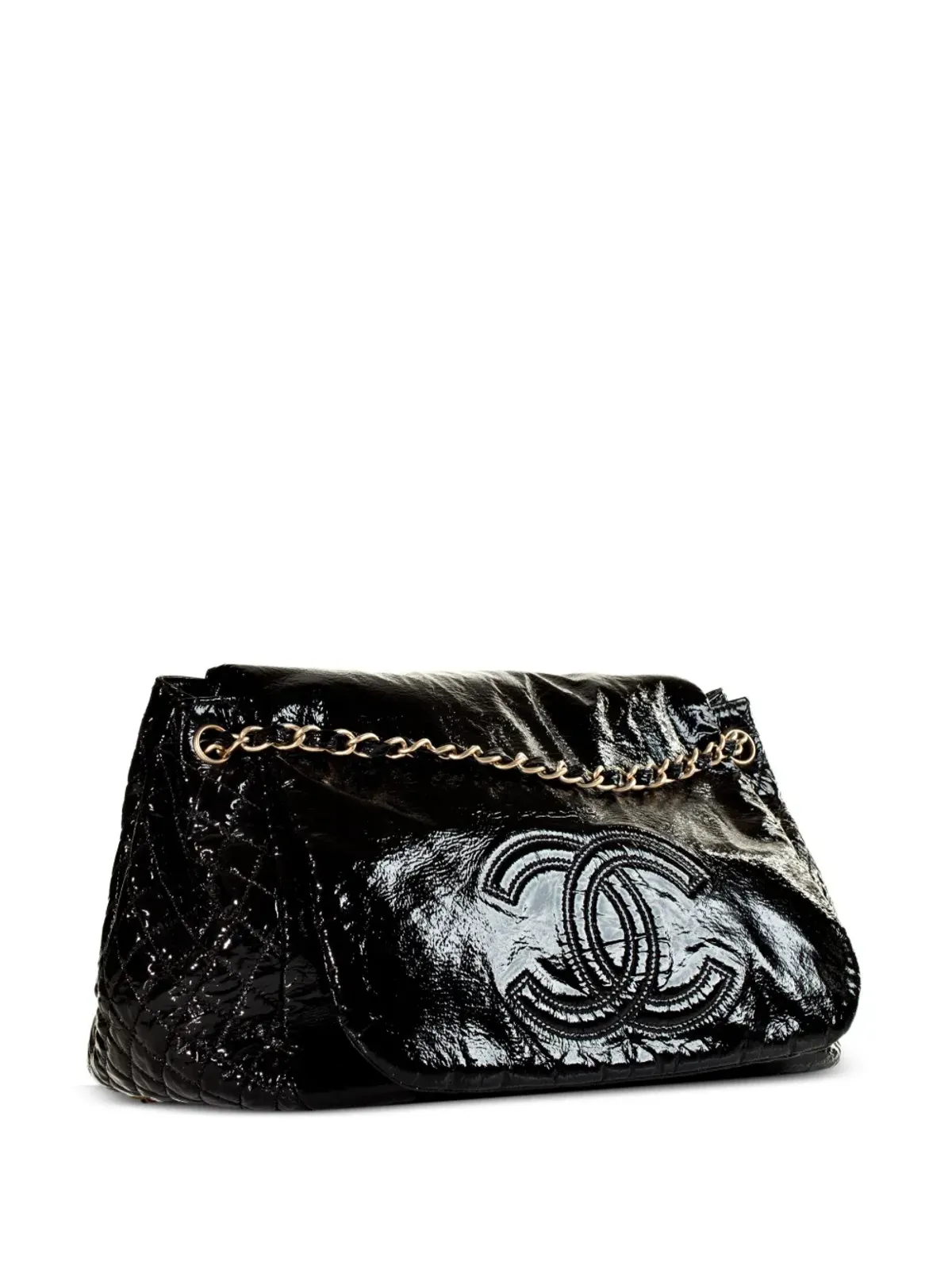 CHANEL ビンテージ 2006 ジャンボ CCステッチ フラップ チェーンショルダーバッグ - ブラック - 画像3