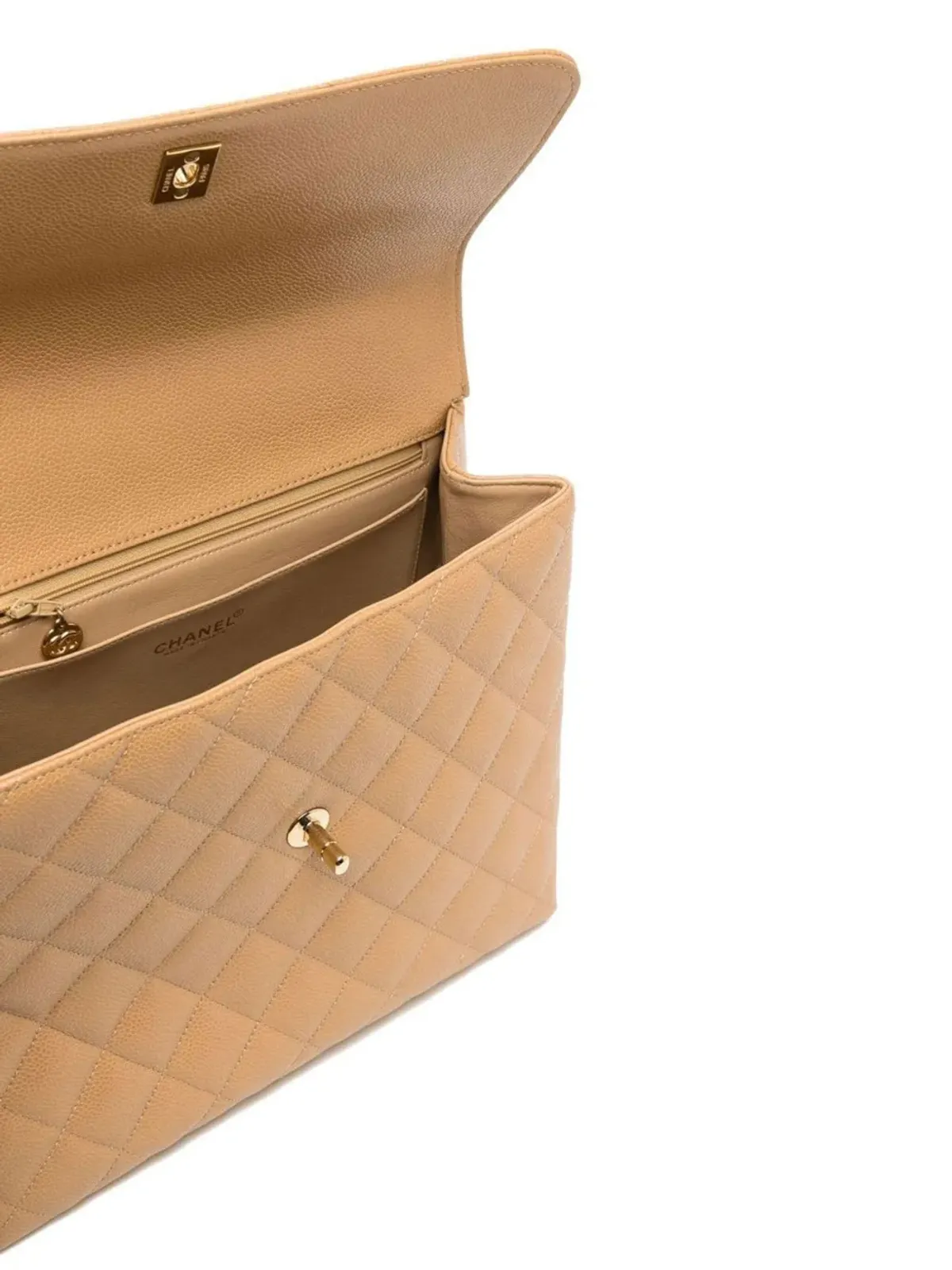 CHANEL ビンテージ 2001 ダイヤモンドキルト トートバッグ ベージュ - 画像5
