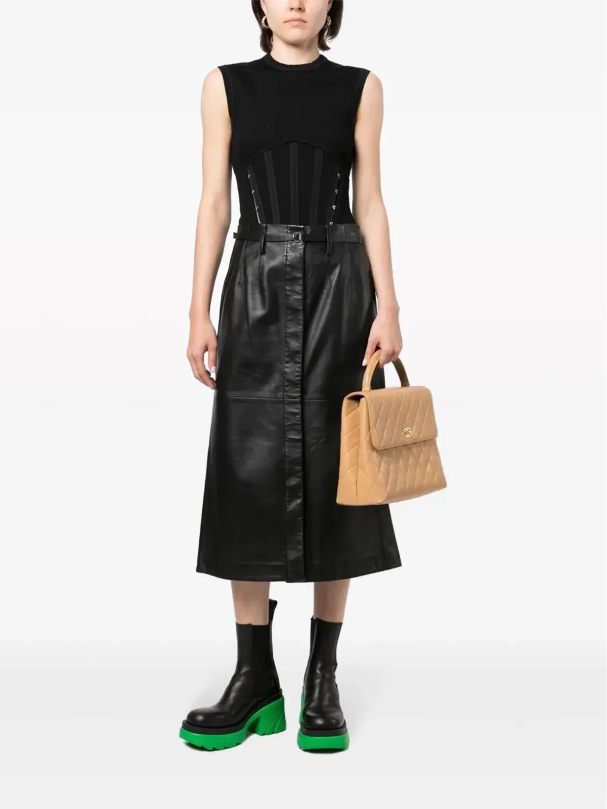 CHANEL ビンテージ 2001 ダイヤモンドキルト トートバッグ ベージュ - 画像2