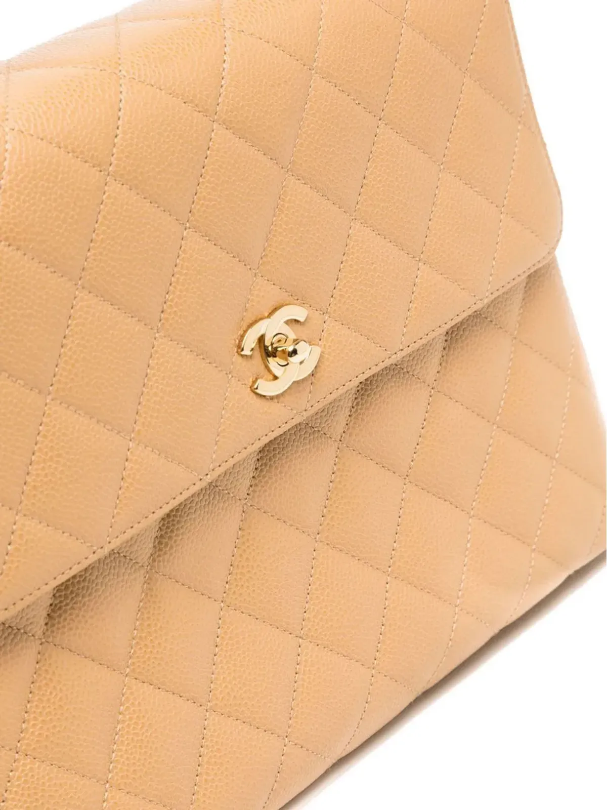 CHANEL ビンテージ 2001 ダイヤモンドキルト トートバッグ ベージュ - 画像4