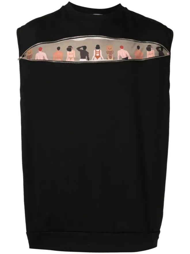 Amir Slama Amir Slama グラフィックプリント コットン タンクトップ ブラックの商品画像