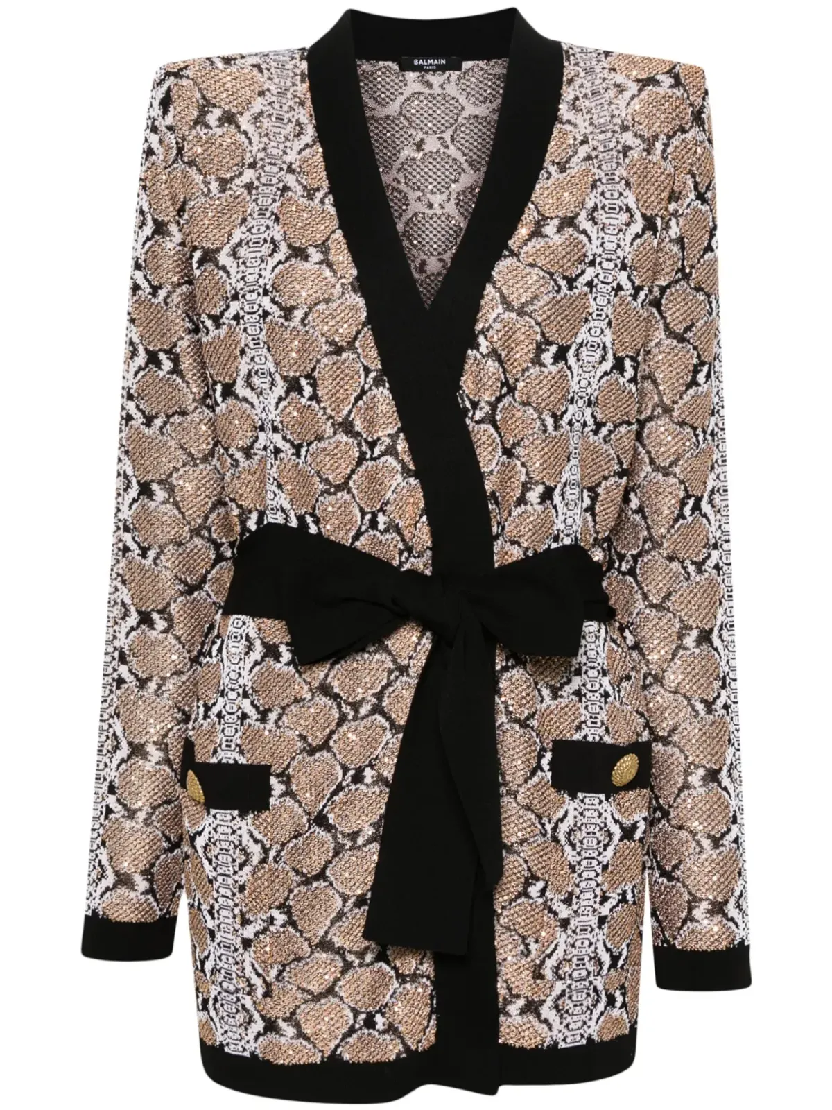 Balmain パイソン柄カーディガン - ブラウン - 画像1