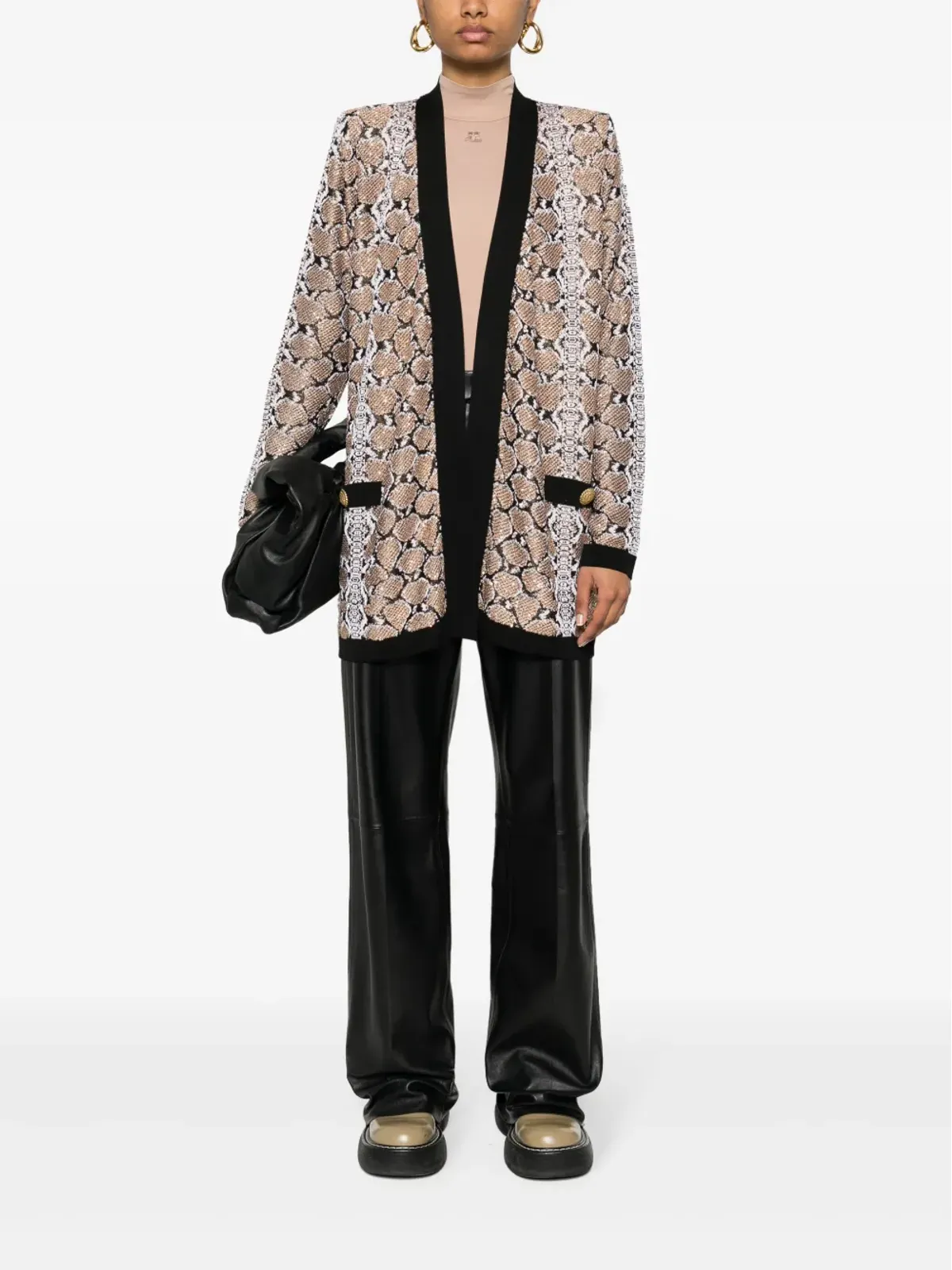 Balmain パイソン柄カーディガン - ブラウン - 画像2