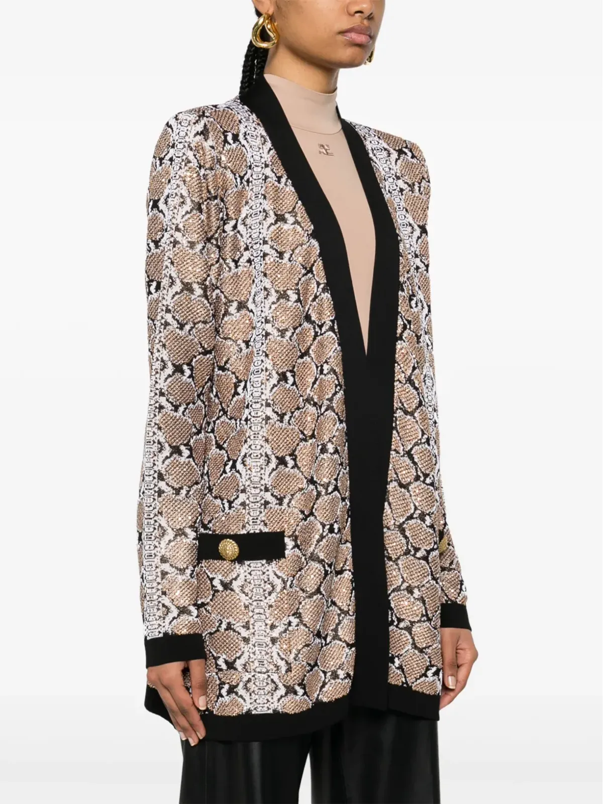Balmain パイソン柄カーディガン - ブラウン - 画像3