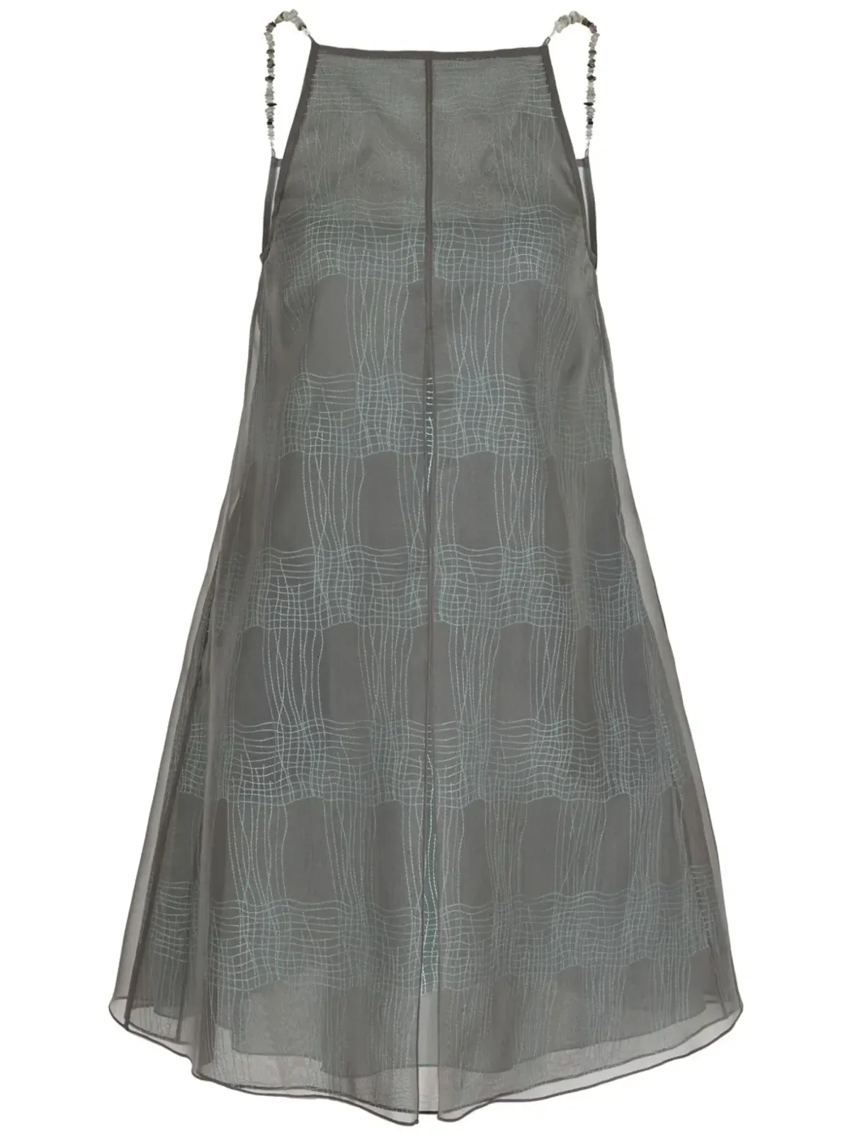 Emporio Armani ストライプ柄のシアーオーバーレイ ミニドレス - グレー - 画像1