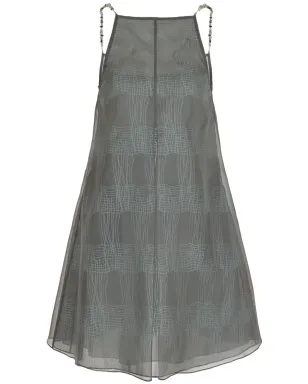 Emporio Armani ストライプ柄のシアーオーバーレイ ミニドレス - グレー - サムネイル1