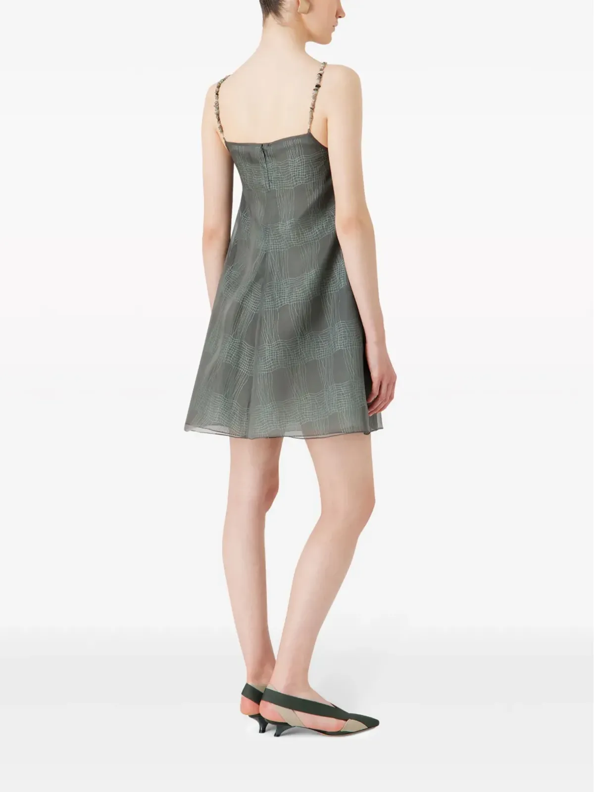 Emporio Armani ストライプ柄のシアーオーバーレイ ミニドレス - グレー - 画像3