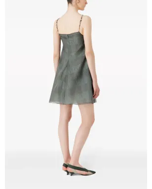 Emporio Armani ストライプ柄のシアーオーバーレイ ミニドレス - グレー - サムネイル3