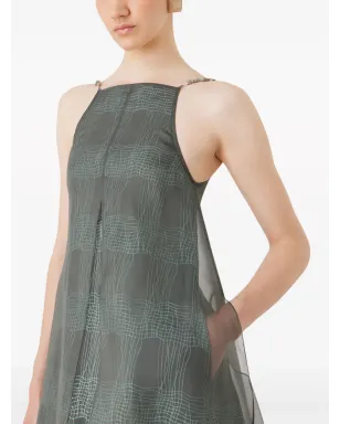Emporio Armani ストライプ柄のシアーオーバーレイ ミニドレス - グレー - サムネイル4