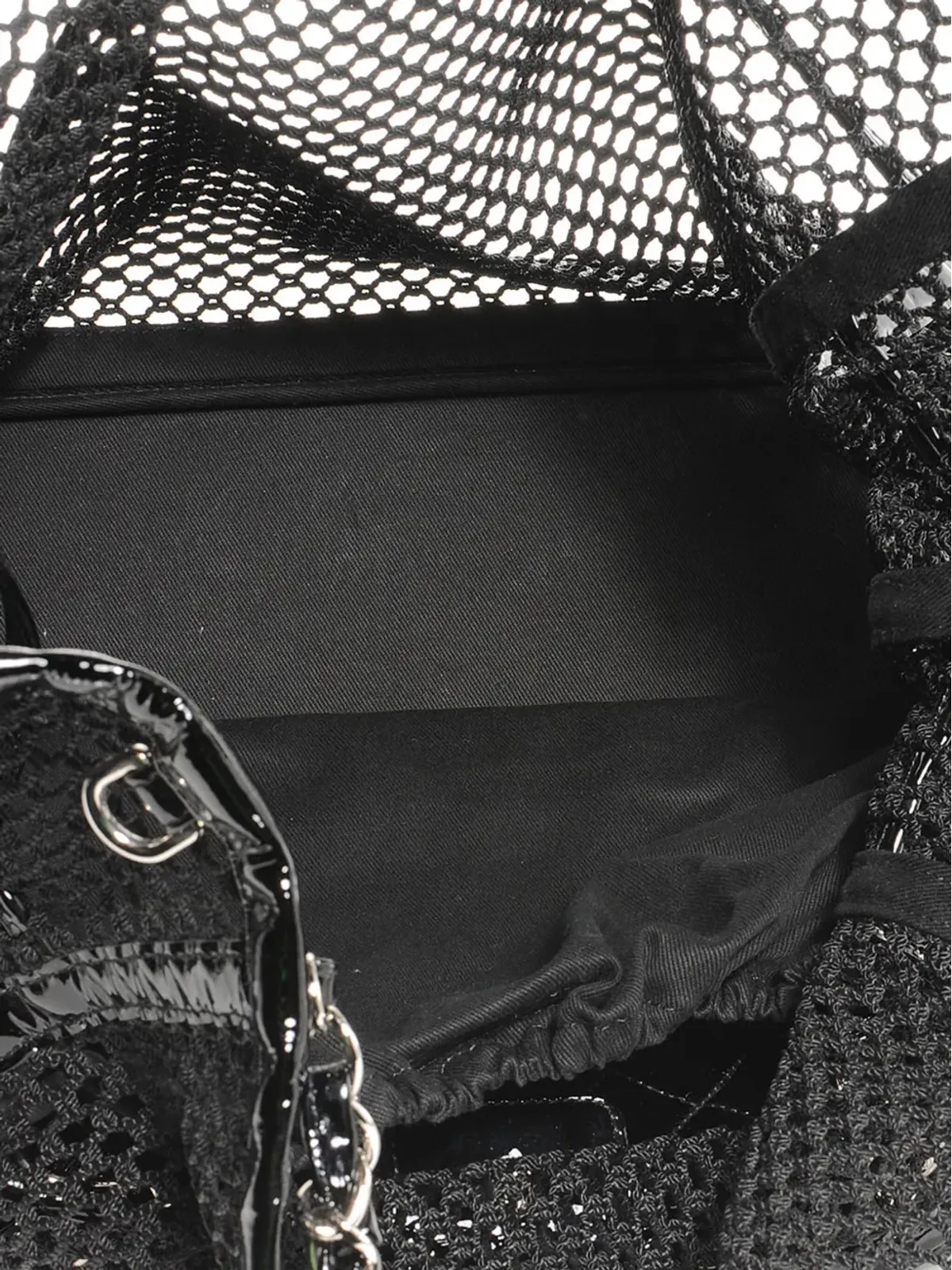 CHANEL ビンテージ 2011 クラシックフラップ メッシュショルダーバッグ ブラック - 画像5