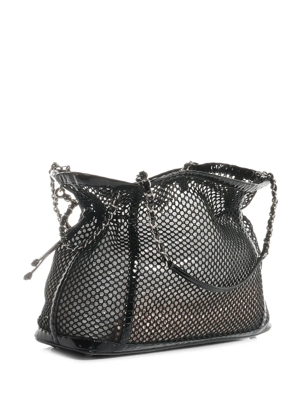 CHANEL ビンテージ 2011 クラシックフラップ メッシュショルダーバッグ ブラック - 画像2
