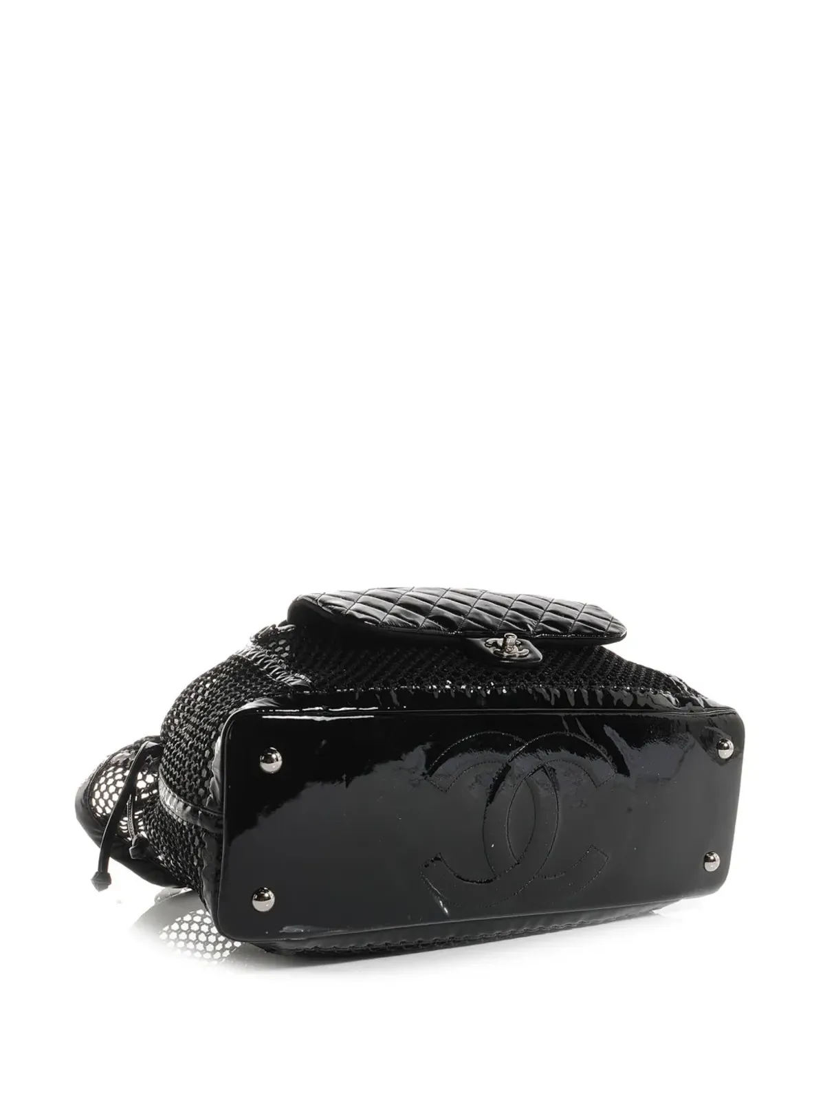 CHANEL ビンテージ 2011 クラシックフラップ メッシュショルダーバッグ ブラック - 画像3